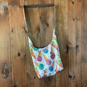 Crossbody ice cream themed hobo bag with handcrafted turtle necklace!